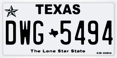 TX license plate DWG5494