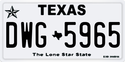 TX license plate DWG5965