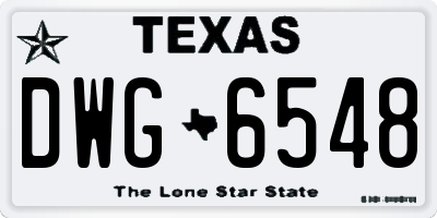 TX license plate DWG6548