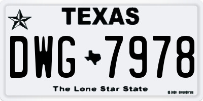 TX license plate DWG7978
