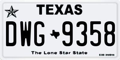 TX license plate DWG9358