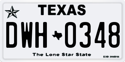 TX license plate DWH0348