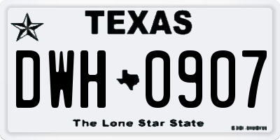 TX license plate DWH0907