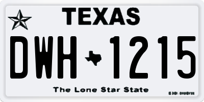 TX license plate DWH1215