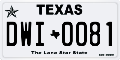 TX license plate DWI0081