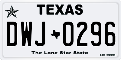 TX license plate DWJ0296