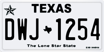 TX license plate DWJ1254