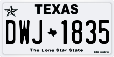 TX license plate DWJ1835