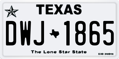 TX license plate DWJ1865