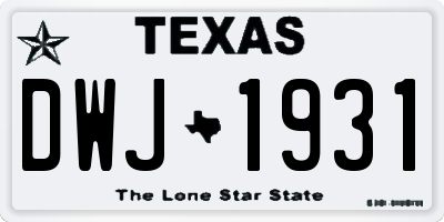 TX license plate DWJ1931