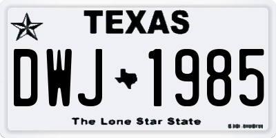TX license plate DWJ1985