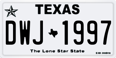 TX license plate DWJ1997