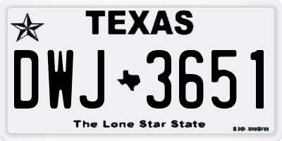 TX license plate DWJ3651