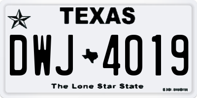 TX license plate DWJ4019