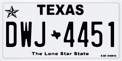 TX license plate DWJ4451