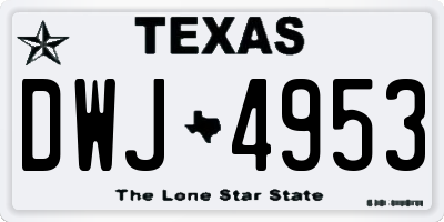TX license plate DWJ4953