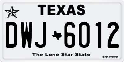 TX license plate DWJ6012
