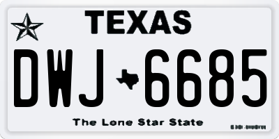 TX license plate DWJ6685