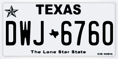 TX license plate DWJ6760