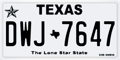 TX license plate DWJ7647