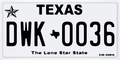 TX license plate DWK0036
