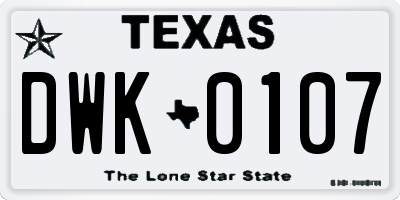 TX license plate DWK0107
