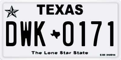 TX license plate DWK0171