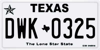 TX license plate DWK0325