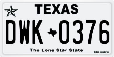TX license plate DWK0376