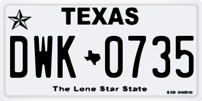 TX license plate DWK0735