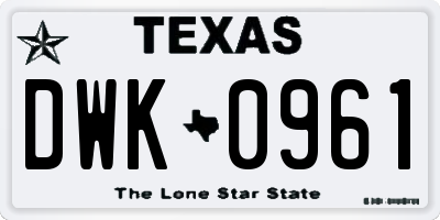 TX license plate DWK0961