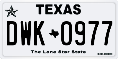 TX license plate DWK0977