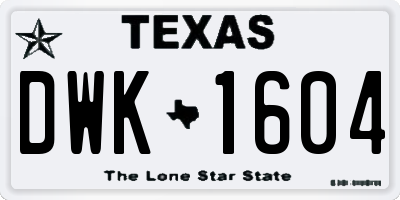 TX license plate DWK1604