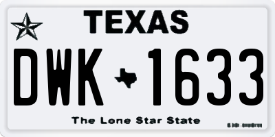 TX license plate DWK1633