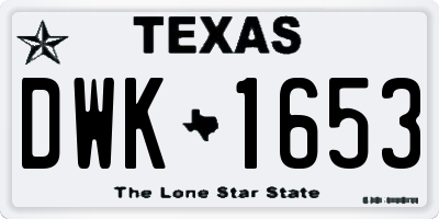 TX license plate DWK1653