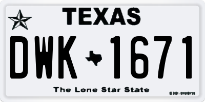 TX license plate DWK1671