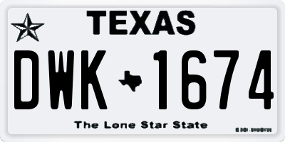 TX license plate DWK1674