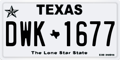 TX license plate DWK1677