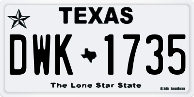 TX license plate DWK1735