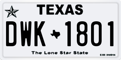 TX license plate DWK1801