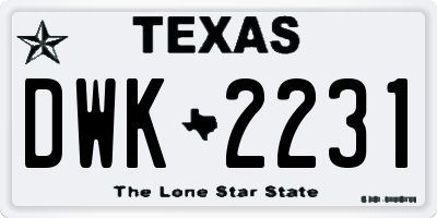 TX license plate DWK2231