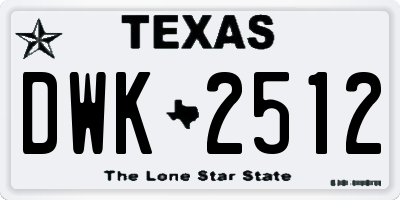 TX license plate DWK2512