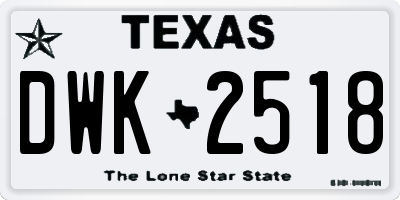TX license plate DWK2518