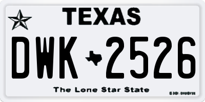 TX license plate DWK2526