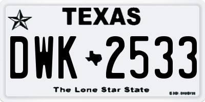 TX license plate DWK2533