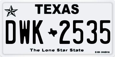 TX license plate DWK2535