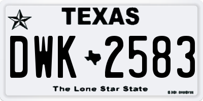 TX license plate DWK2583