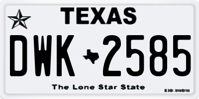 TX license plate DWK2585
