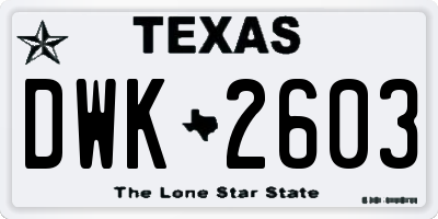 TX license plate DWK2603