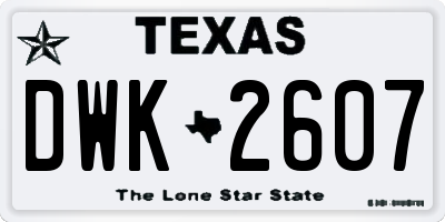 TX license plate DWK2607
